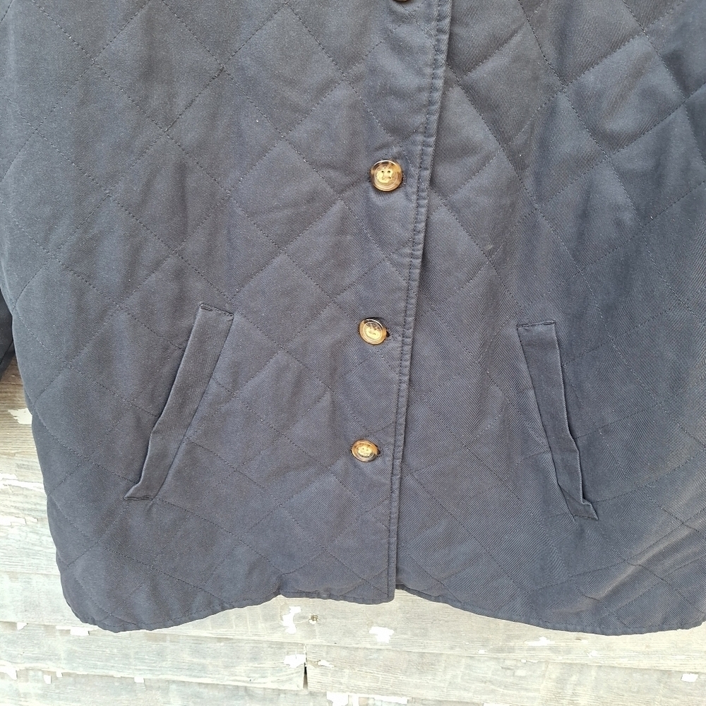ORVIS Womens Quilted Black Coat Jacket Button Up Lined Size Large - Picture 2 of 6